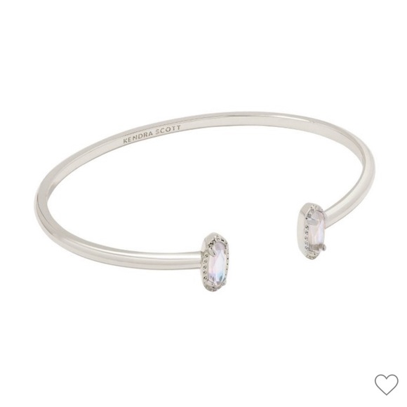 Kendra Scott Emma Dichroic Glass Rhodium Over Brass Cuffe Bracelet Silver. - Picture 1 of 1